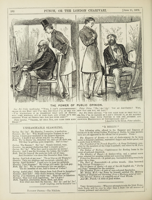 Ein altes Buchcover mit einem Mann in einem Anzug, der in einem Stuhl sitzt und nachdenklich schaut, und einer Frau, die neben ihm steht und ebenfalls nachdenklich schaut, mit der Aufschrift "Die Macht der öffentlichen Meinung" auf dem Buch.