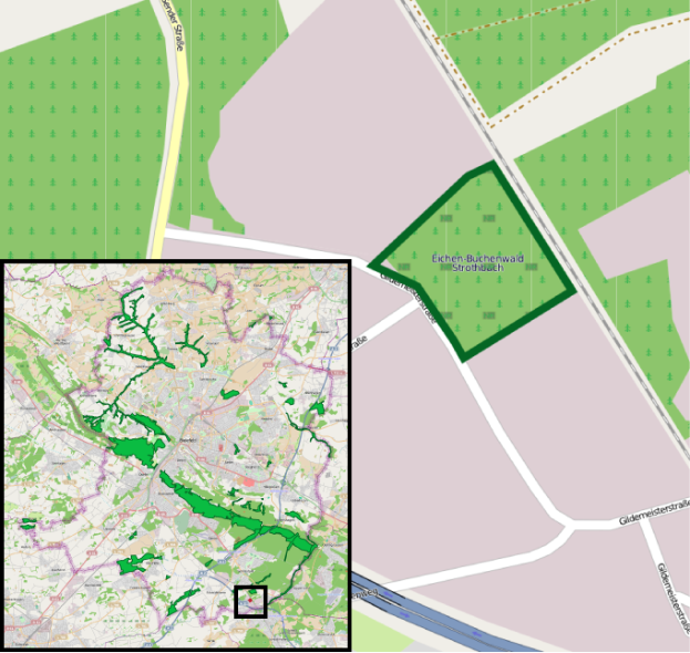 Eine Karte von Stuttgart, Deutschland, in zwei Teile geteilt mit Text oben und unten, die eine klar markierte Standortvorschlag zeigt.