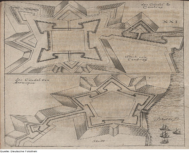 Ein offenes altes Buch, das eine detaillierte, handgezeichnete Stadtplan zeigt