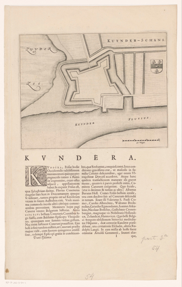Ein detaillierter Stadtplan von Kvindera, Deutschland, auf Papier mit Straßen, Gebäuden und Sehenswürdigkeiten markiert und mit Text beschriftet.