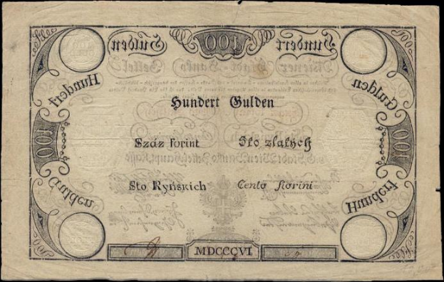 Alte deutsche Banknote mit schwarzem Hintergrund und Porträt eines Mannes, beschriftet mit "100 Pfennig" in deutscher Währung.