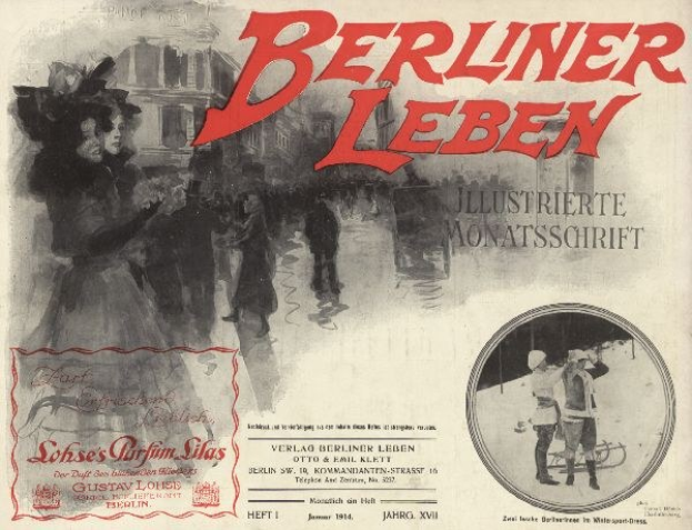 Altes Buch mit dem Titel "Berliner Leben" und einem Foto von Menschen in traditioneller deutscher Tracht auf dem Cover.